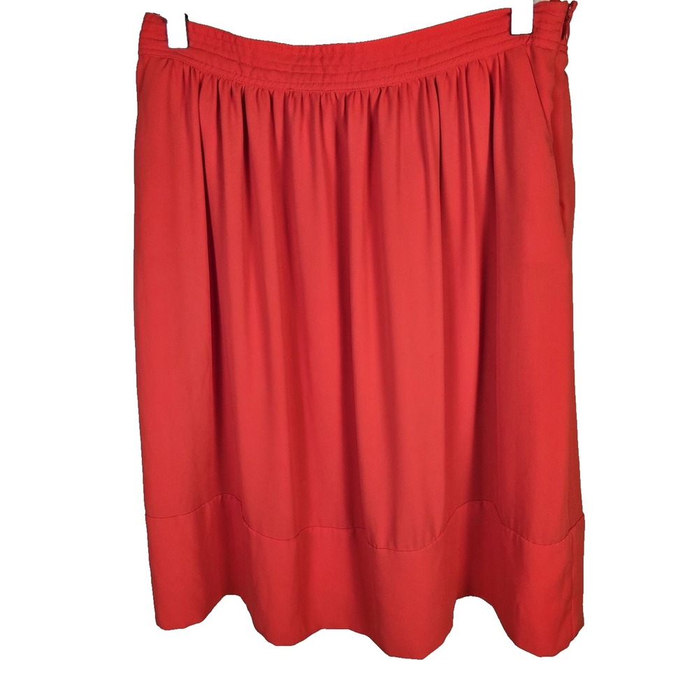 Lila Rose Skirt Womens‎ 10 Pull On Midi A Line Scallop Hem Flowing Lightweight